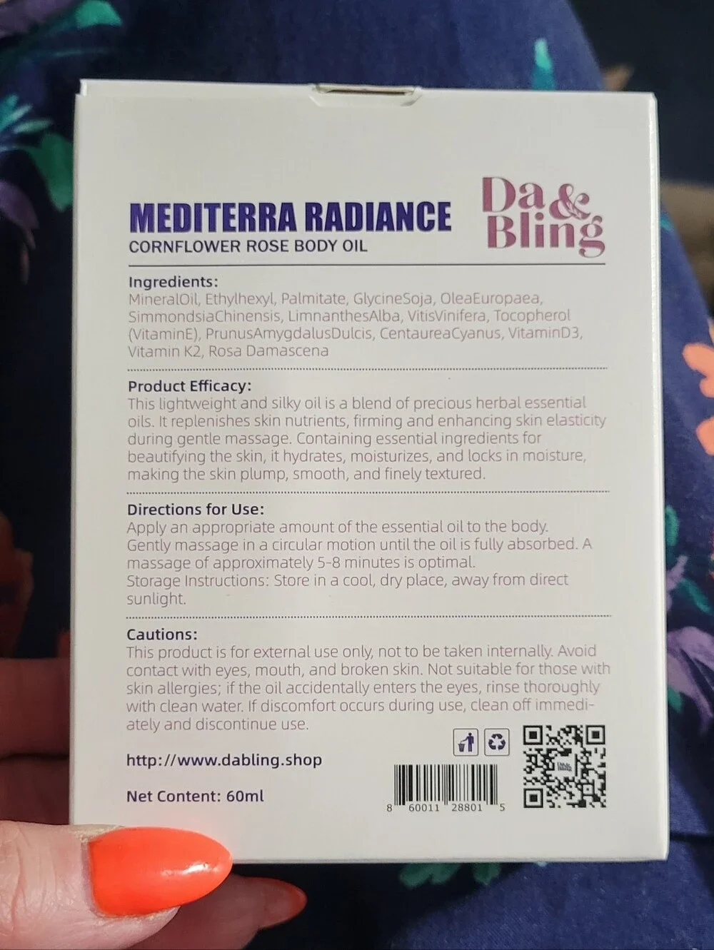 Mediterra Radiance Cornflower Rose Almond Body Oil With Crystals